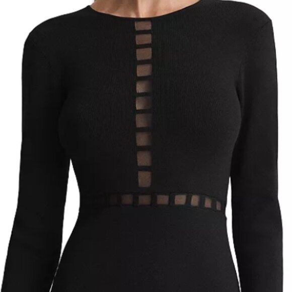 Reiss Dresses & Skirts - Reiss Sage ladder trim black knit long sleeve dress, size M NWT